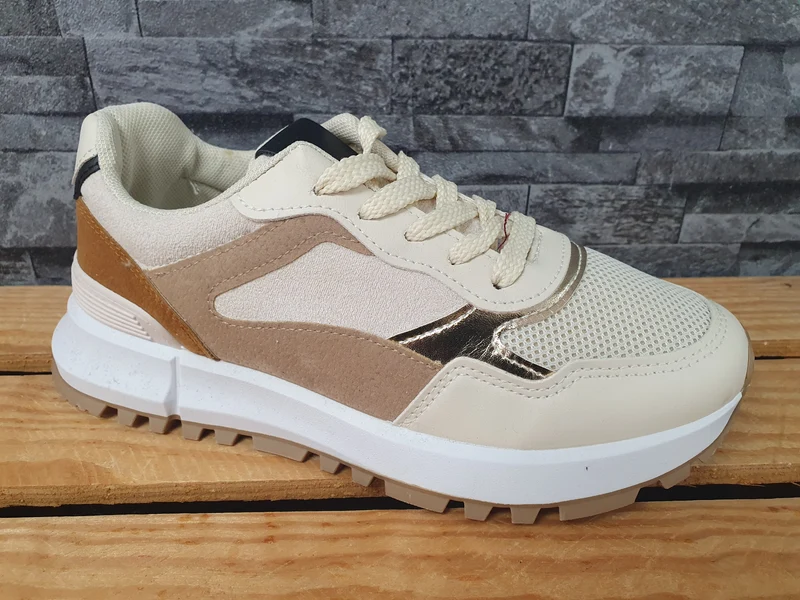 Damen Sneaker Schuhe Beige & Grau Schuhe