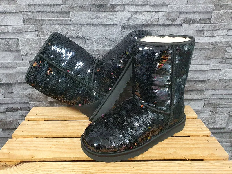 UGG Boots Short Sequin Schwarz Pailletten