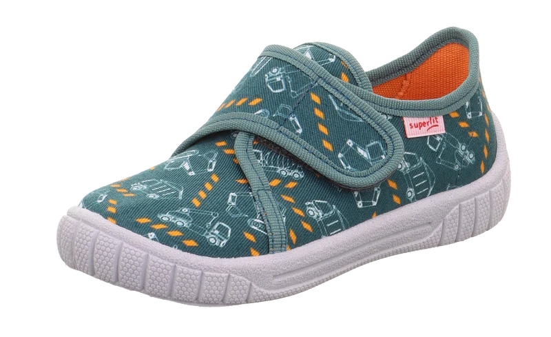 SUPERFIT Hausschuh BILL 279-705 - petrol / orange / Baufahrzeuge