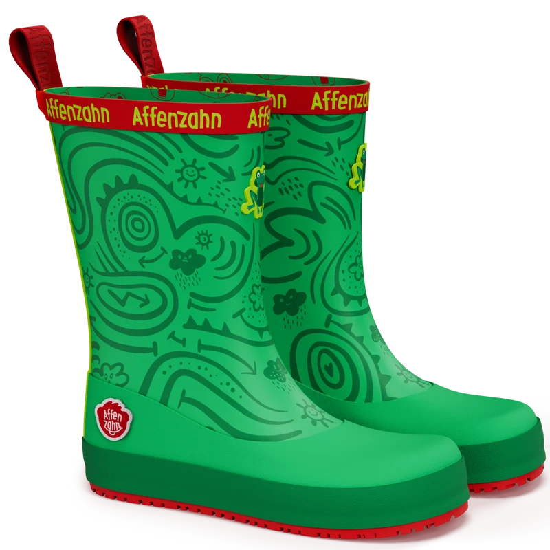 AFFENZAHN Gummistiefel Vegan Plashy FROSCH grün / rot