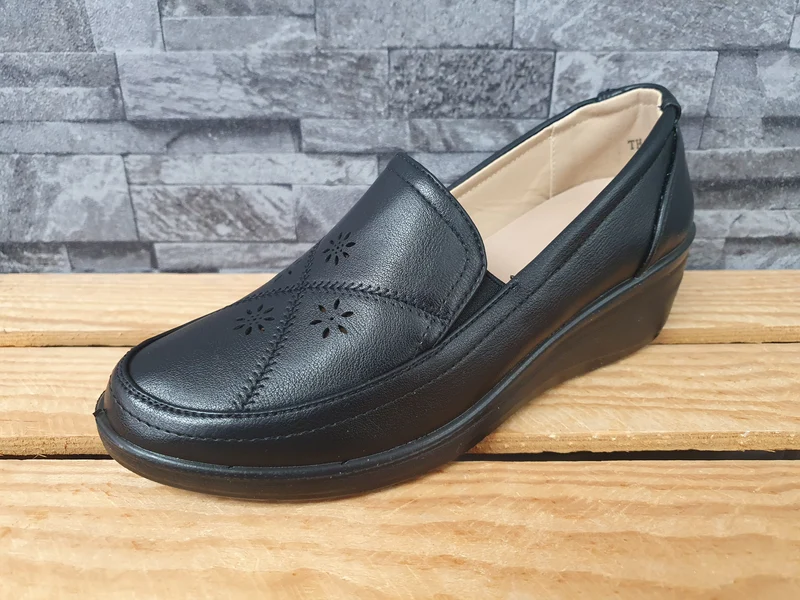 Halbschuhe Damen Ruan Muster Schwarz Kailabsatz 2 x Gummizug