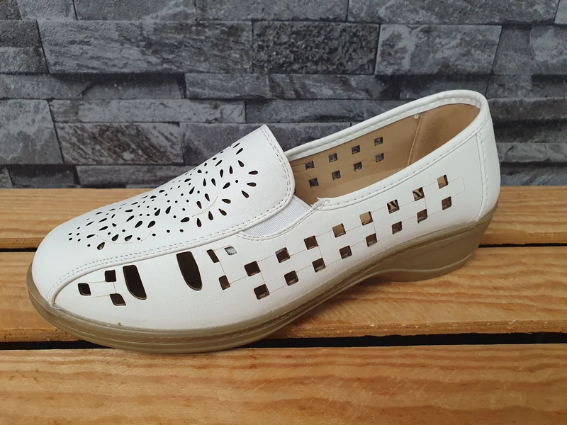 Scandi Damen Halbschuhe Sommer Weiß 2 x Gummizug