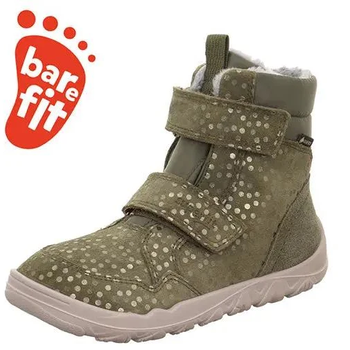 SUPERFIT Stiefel Barfußschuh WALDERI 913-700 - oliv/ goldene Punkte