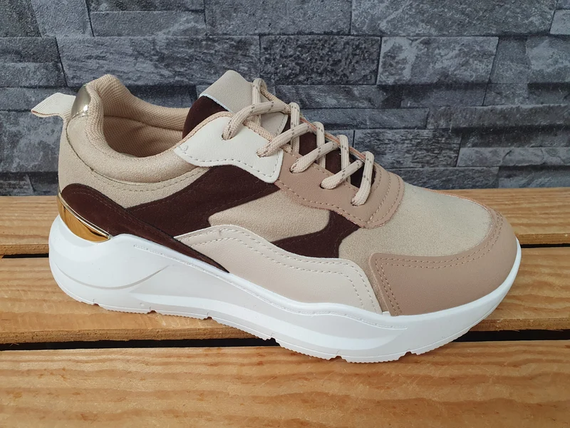 Damen Sneaker Beige Schuhe Sportschuhe Beige