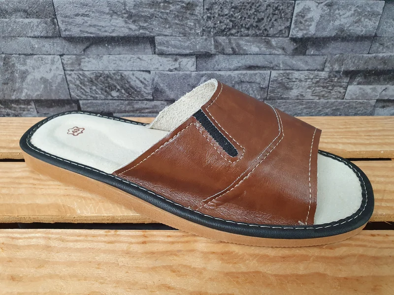 Herren Polnische Hausschuhe aus Leder Braun