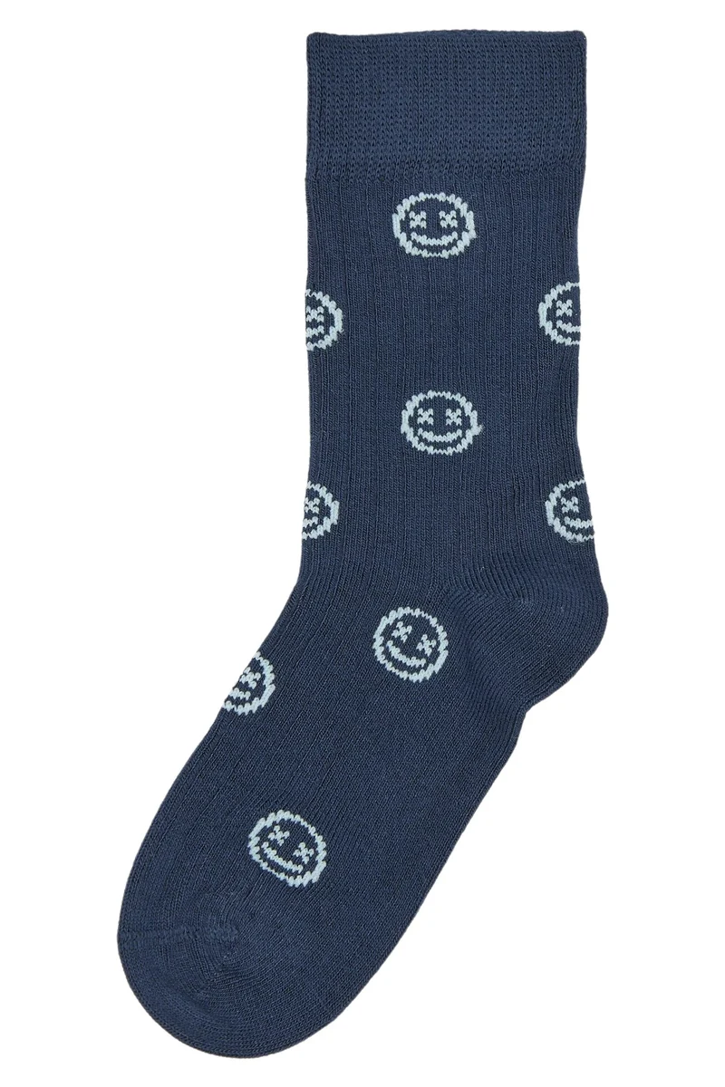 MINIPOP Bambus Socken - dunkelblau / Smiley
