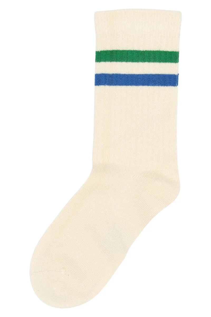 MINIPOP Bambus Socken - creme / grün / Streifen
