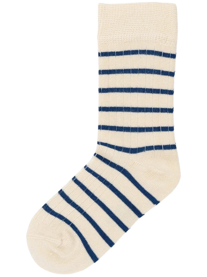 MINIPOP Bambus Socken - créme / blaue Streifen