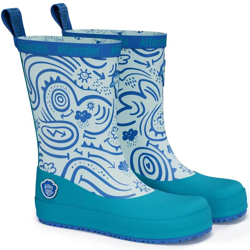 AFFENZAHN Gummistiefel Vegan Plashy HAI - hellblau / türkis