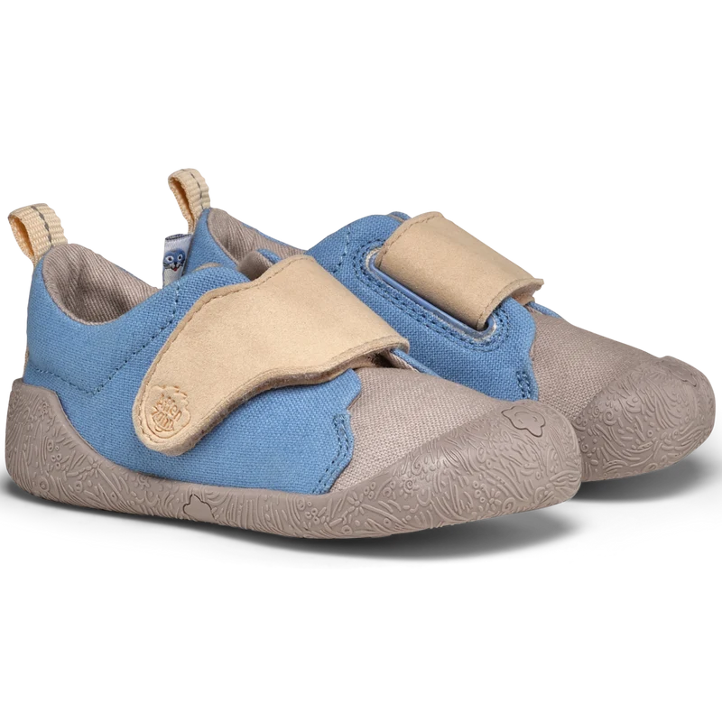AFFENZAHN Barfuß Halbschuh SMALLY ROBBE - blau / grau / beige