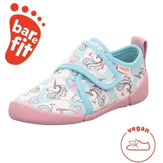 SUPERFIT Barfuß Hausschuh VENTI 6700-75 - türkis / rosa / Einhörner