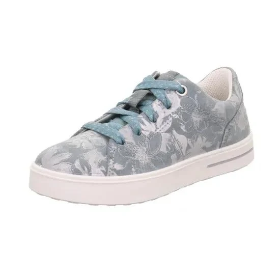 SUPERFIT Halbschuh STELLA 807-841 - graublau / silberne Blumen