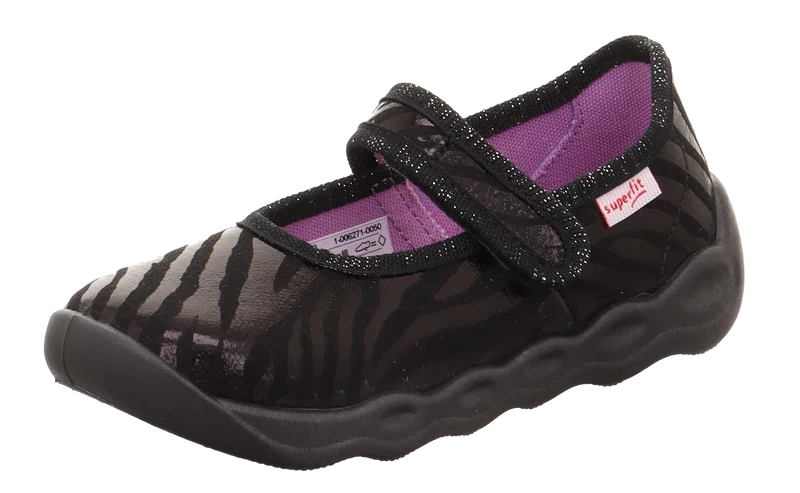 SUPERFIT Hausschuh BUBBLE 6271-005 schwarz / Zebramuster