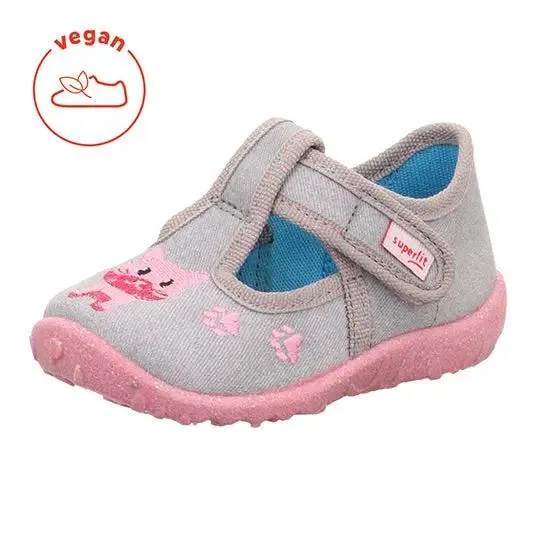 SUPERFIT Hausschuh SPOTTY 9256-252 - grau / rosa / Katze