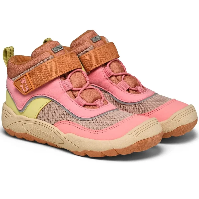 AFFENZAHN TEX Knöchelschuh VEGAN EXPLORY KATZE - beige / zimt / buttergelb / neonpink