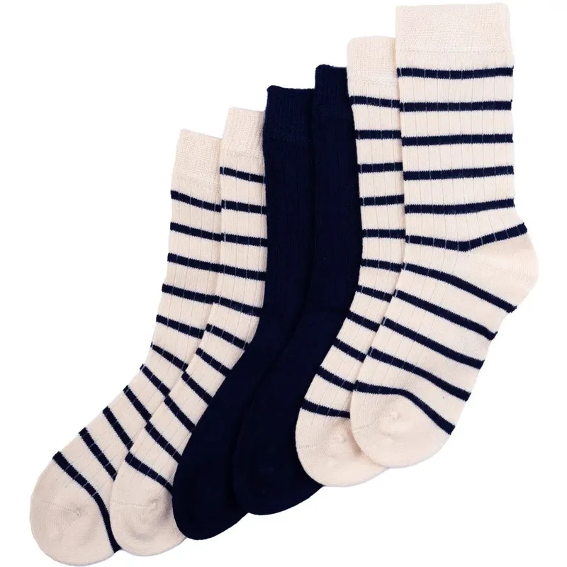 MINIPOP 3er Pack Bambus Socken - navy / créme / Streifen