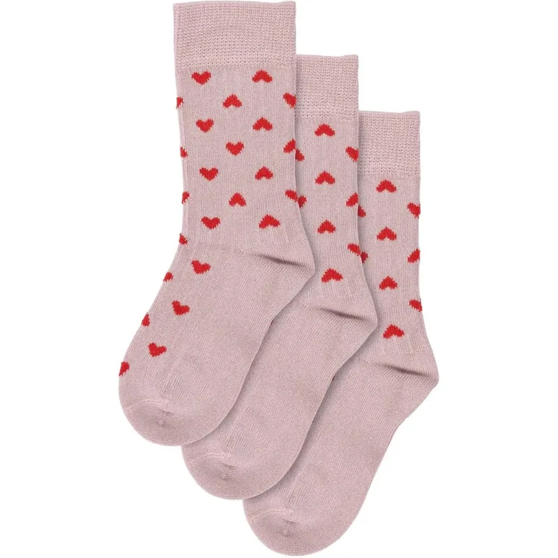 MINIPOP 3er Pack Bambus Socken - rosa / Herzen