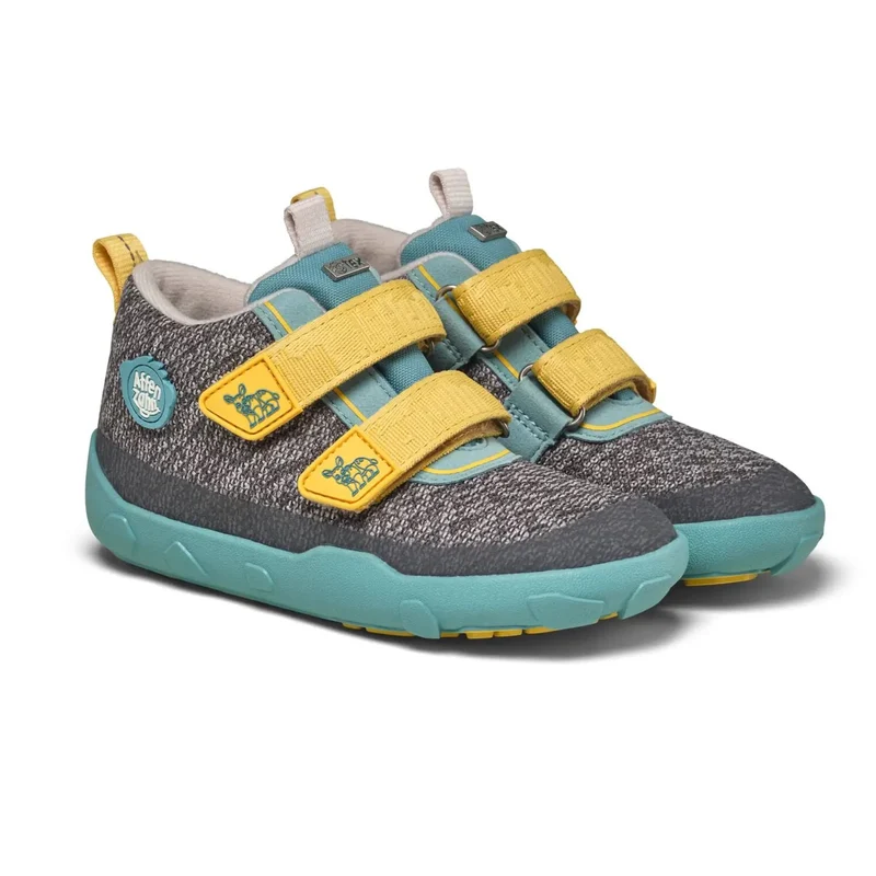 AFFENZAHN TEX Knöchelschuh KNIT HAPPY NASHORN - grau / gelb / türkis
