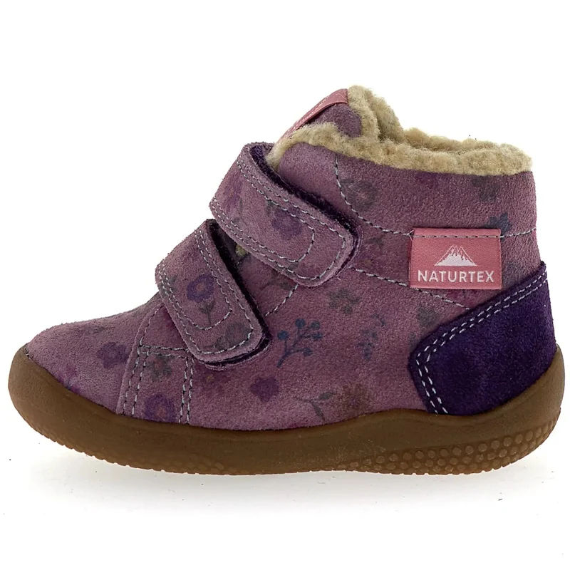NATURINO NATURTEX Knöchelschuh SPINNI - lila / Blümchen