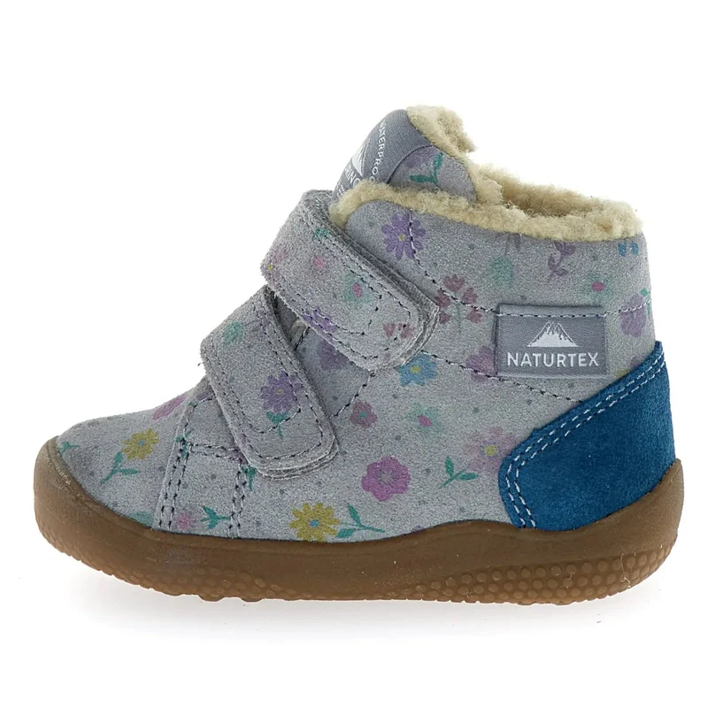 NATURINO NATURTEX Knöchelschuh SPINNI - grau / blau / Blümchen