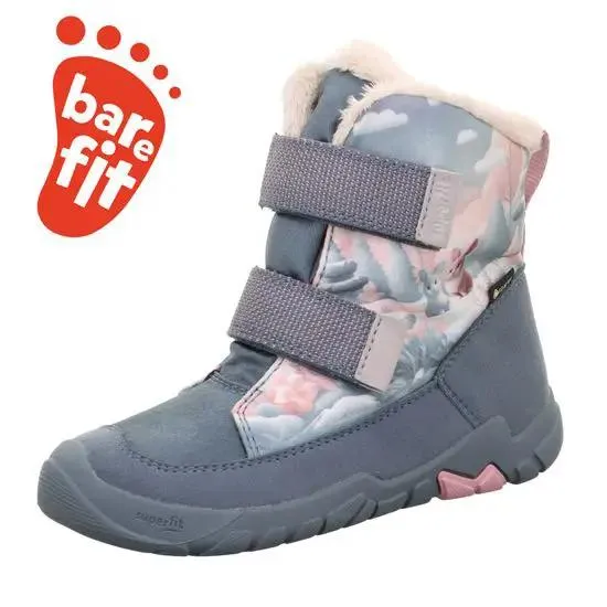SUPERFIT GORE TEX Stiefel Barfußschuh TRACE 6041/801 - blau / Winterlandschaft