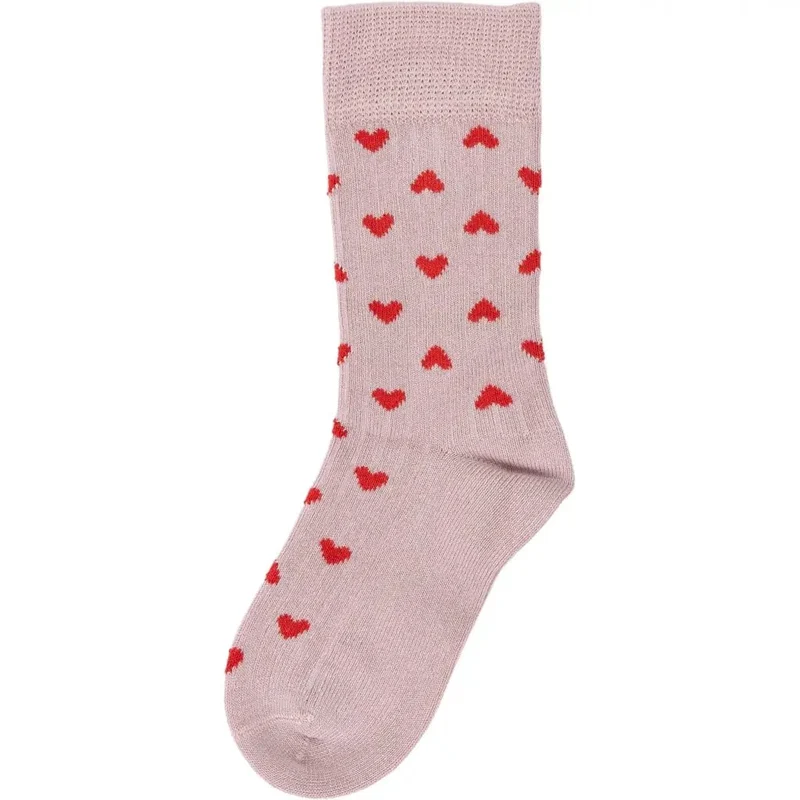 MINIPOP Bambus Socken - altrosa / Herzen