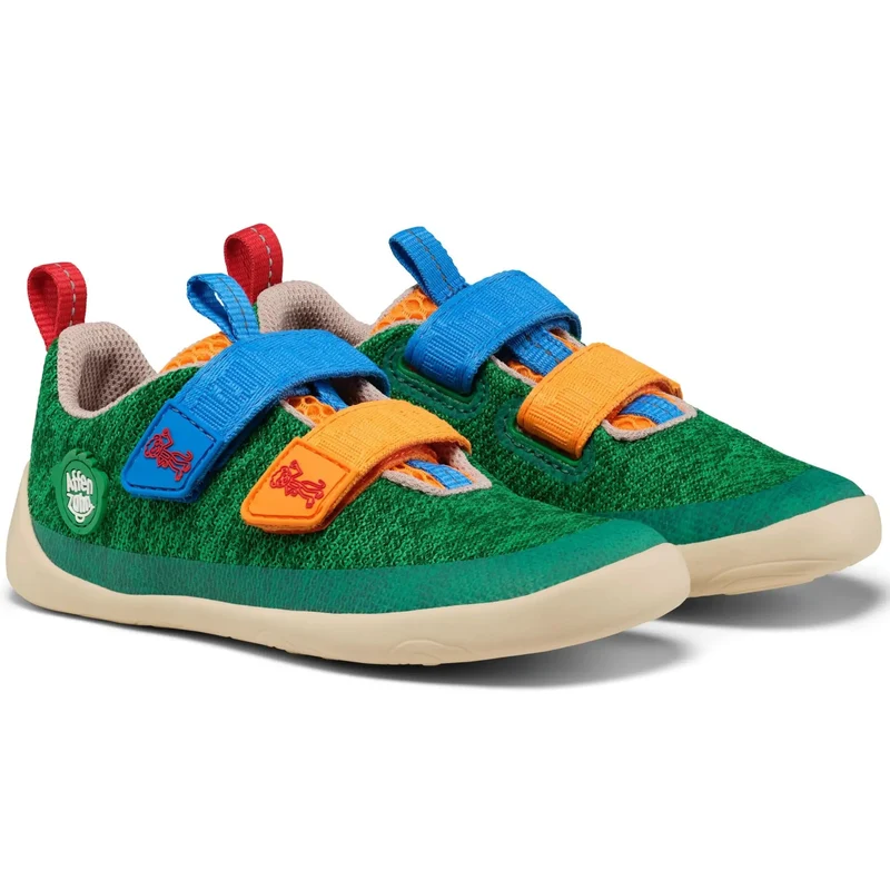 AFFENZAHN Barfuß Halbschuh KNIT HAPPY 10 YEARS - grün / blau / orange