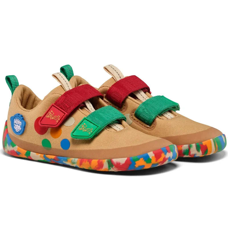 AFFENZAHN Barfuß Halbschuh COTTON LUCKY 10 YEARS - beige / bunt