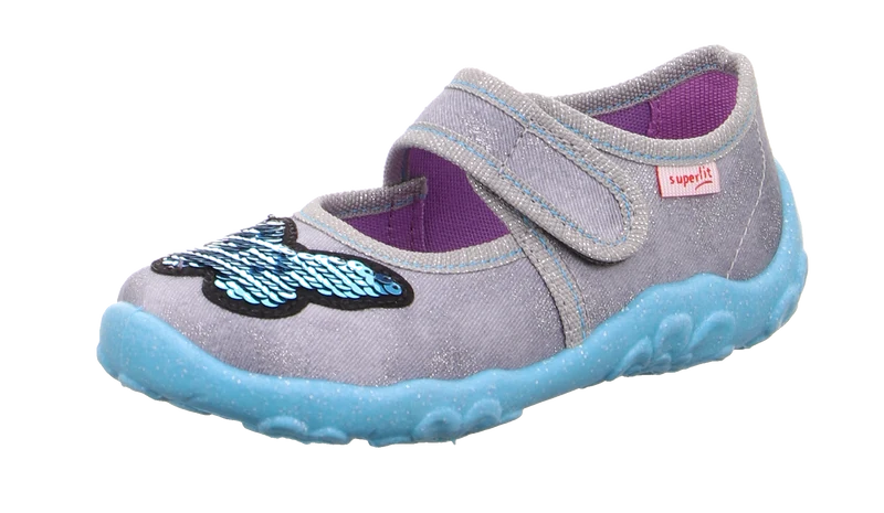 SUPERFIT Hausschuh BONNY 280-20 - grau / türkis / Schmetterling