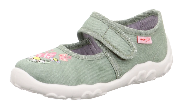 SUPERFIT Hausschuh BONNY 282-750 - eukalyptus - Blumen - Schmetterling