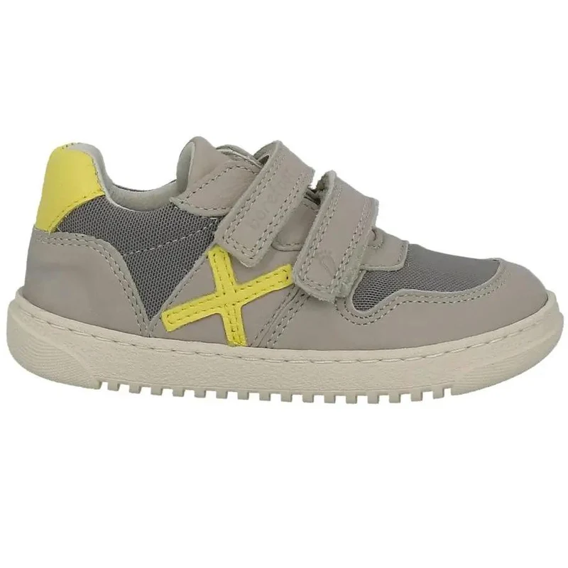 LURCHI Barfuß Halbschuh MONTI - hellgrau / zitronengelb