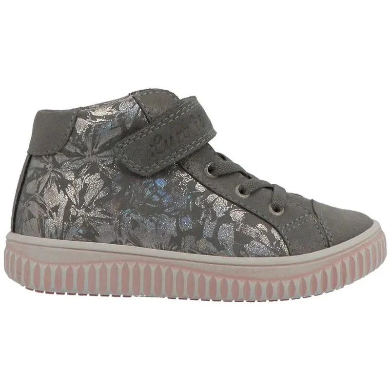 LURCHI Knöchelschuh YUVI - grau / rosa / Glitzerblumen