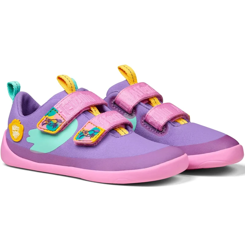 AFFENZAHN Barfuß Halbschuh COTTON LUCKY KREATIV TUKAN - lila / gelb / türkis