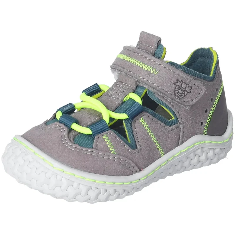 RICOSTA Barfußschuh Halbsandale JERRY - grau / petrol / neongelb