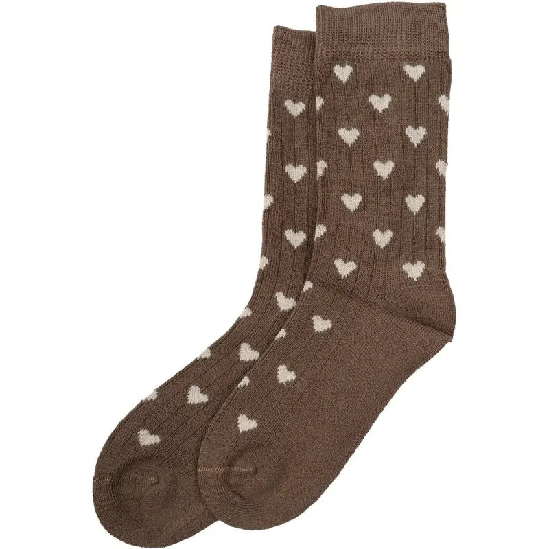 MINIPOP Bambus Socken - braun / Herzen