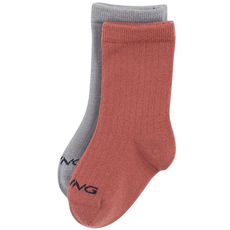 VIKING 2er Pack TOASTY Woll Socken - altrosa / grau