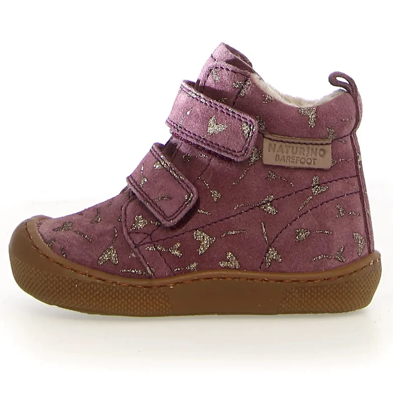 NATURINO Barfuß Stiefel WIGGHI - lila / goldene Herzen