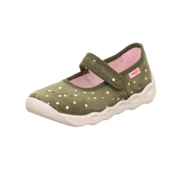 SUPERFIT Hausschuh BUBBLE 6271-70 oliv - gold - Punkte