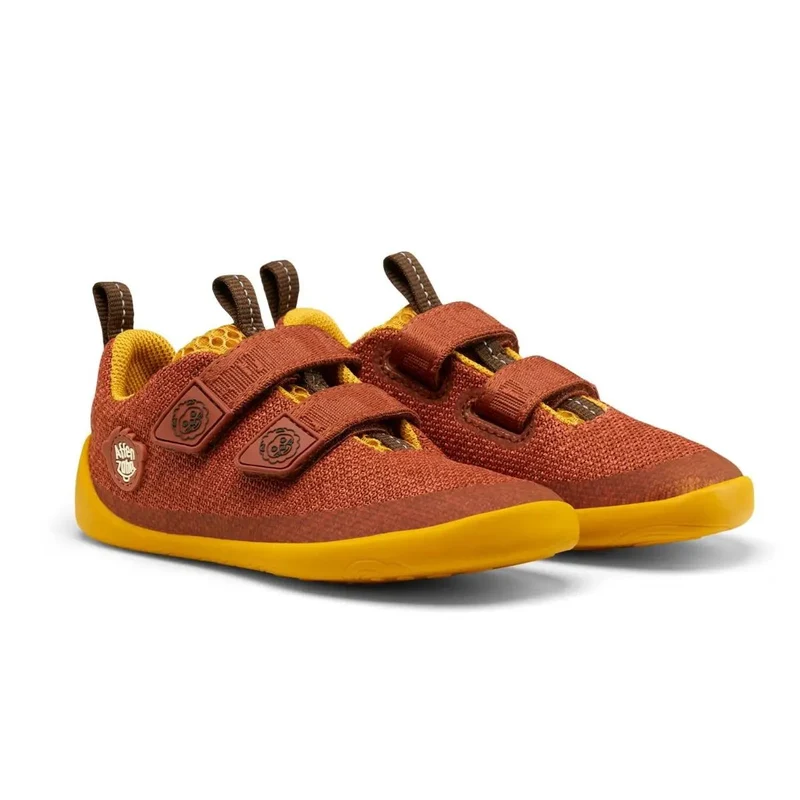 AFFENZAHN Barfuß Halbschuh KNIT HAPPY LÖWE - rotbraun / gelb