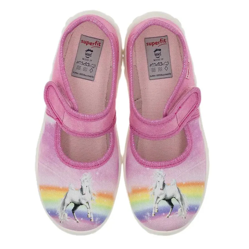 SUPERFIT Hausschuh BONNY 281-553 rosa / Regenbogen / Pferd