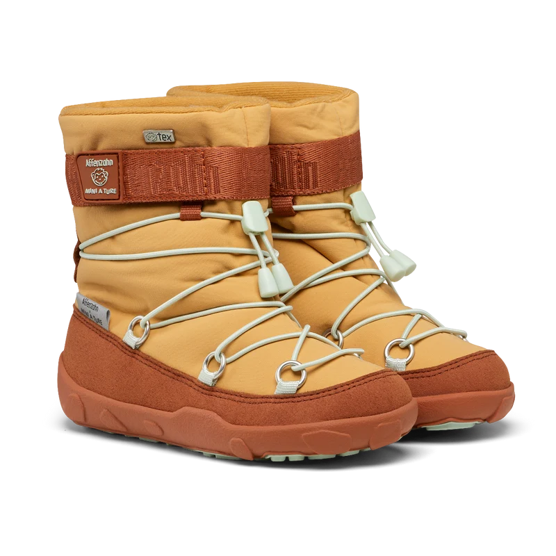 AFFENZAHN TEX Stiefel VEGAN SNOWY MINI A TURE - curry - braun - mint