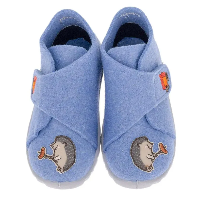 SUPERFIT Hausschuh HAPPY 290-840 blau - Igel - Lagerfeuer