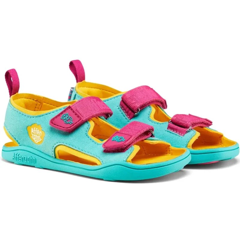 AFFENZAHN Barfuß Sandale VEGAN AIRY EULE - türkis / pink
