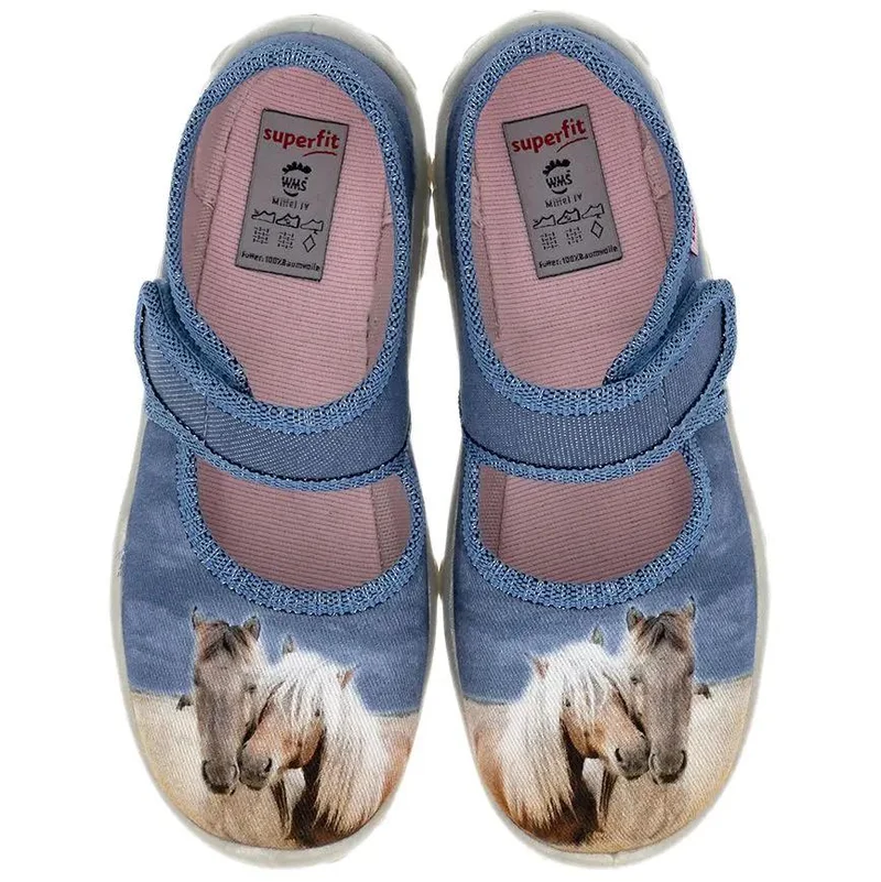 SUPERFIT Hausschuh BONNY 281-840 - jeansblau / Pferde
