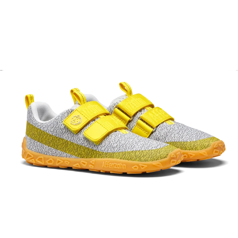 AFFENZAHN Barfußschuh VEGAN DREAM - kieselsteingrau / gelb