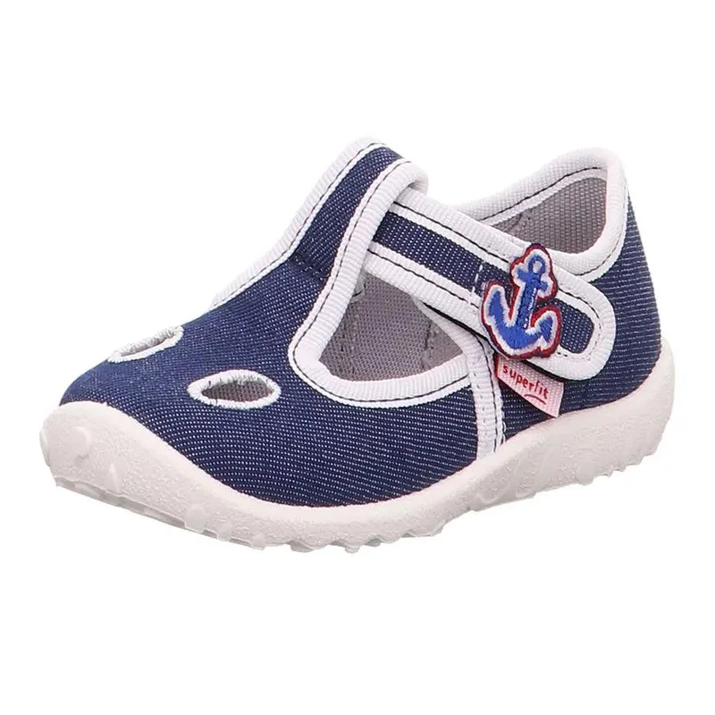 SUPERFIT Hausschuh SPOTTY 9248-80 - blau - weiß - Anker