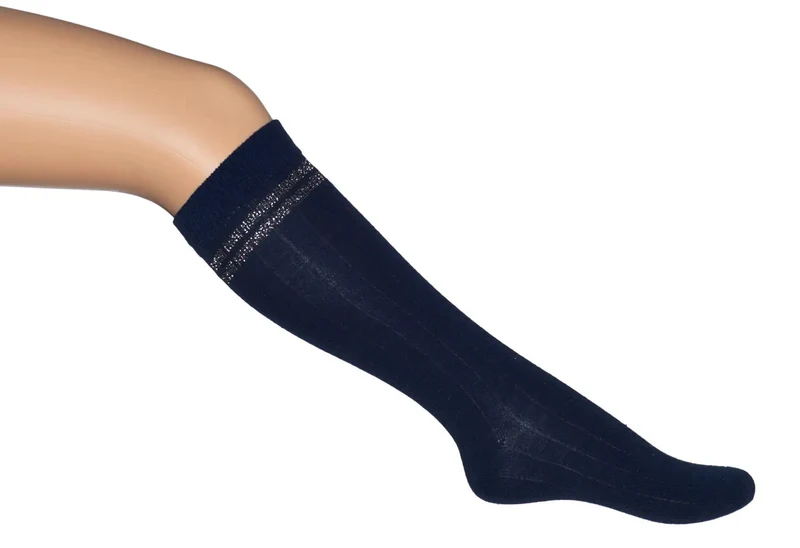 BONNIE DOON Silver Stripe Knee High Kniestrümpfe BD853513 - navy - silber