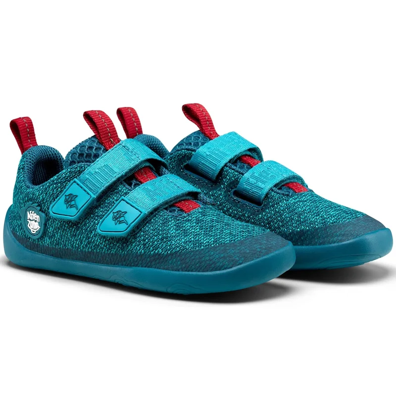 AFFENZAHN Barfuß Halbschuh KNIT HAPPY HAI - petrol / rot