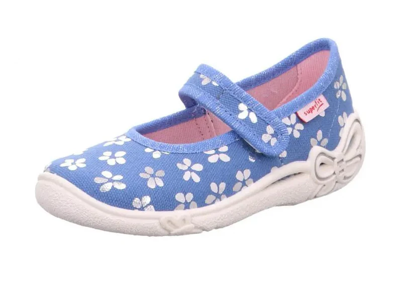 SUPERFIT Hausschuh BELINDA 287-85 - hellblau - silber Blumen