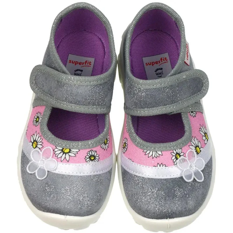 SUPERFIT Hausschuh BONNY 284-201- grau - rosa - Glitzer